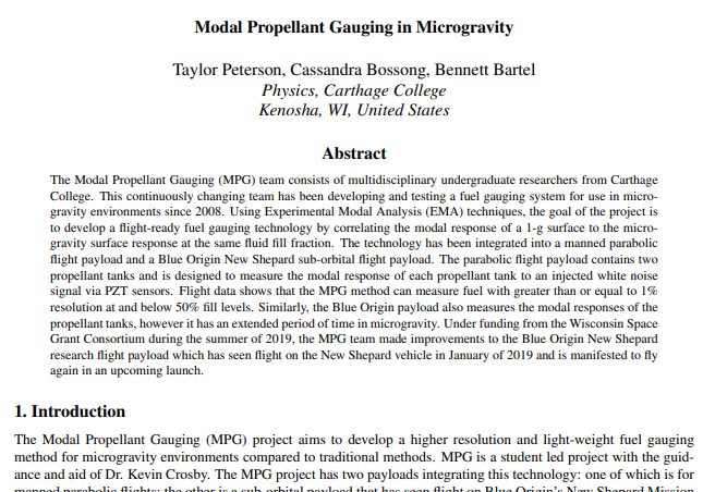 Wisconsin Space Conference 2019 Paper Preview