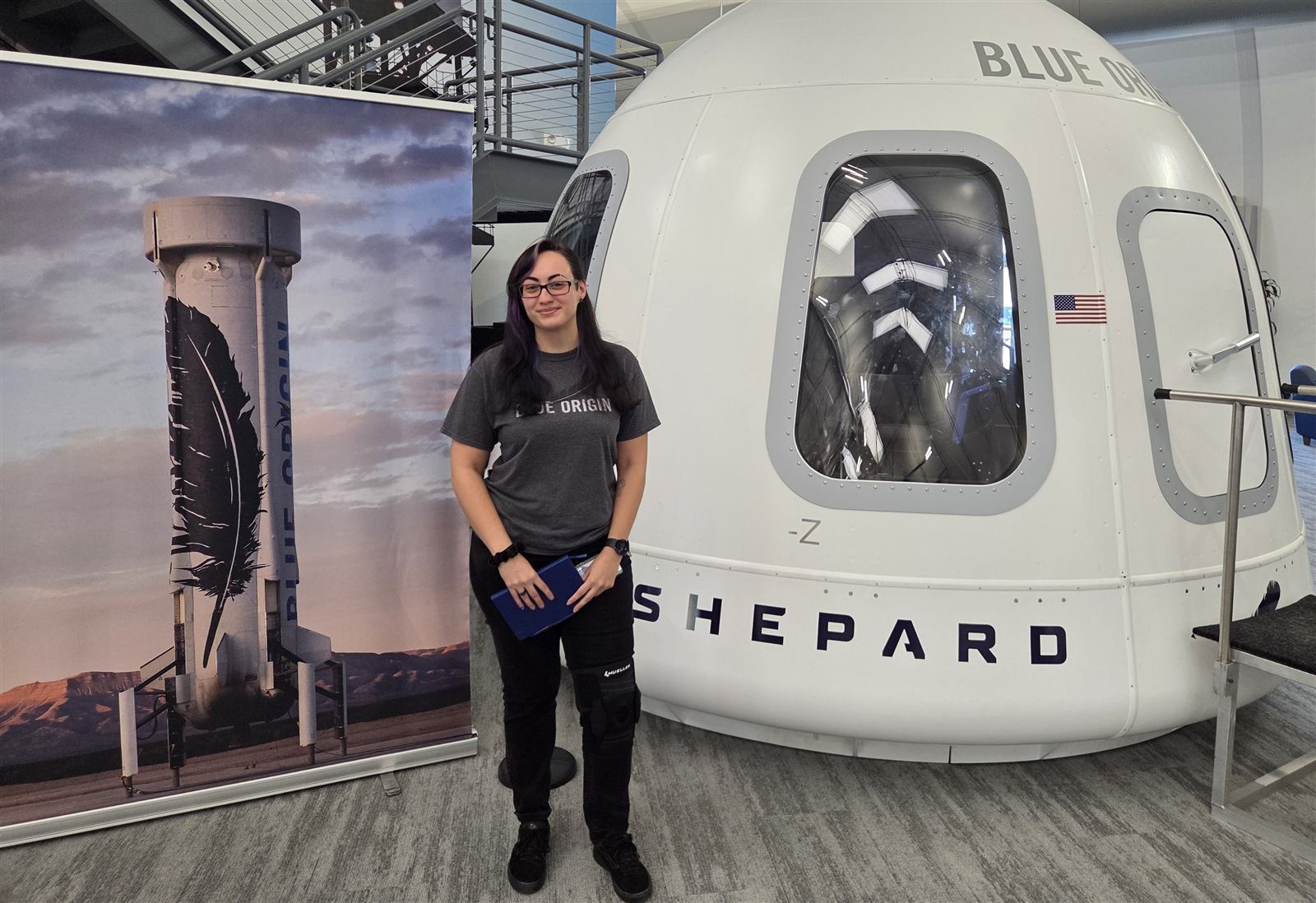 Taylor with the New Shepard Capsule